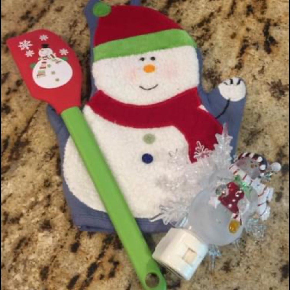 Christmas snowman Light, Rubber Spatula & Mitt-New